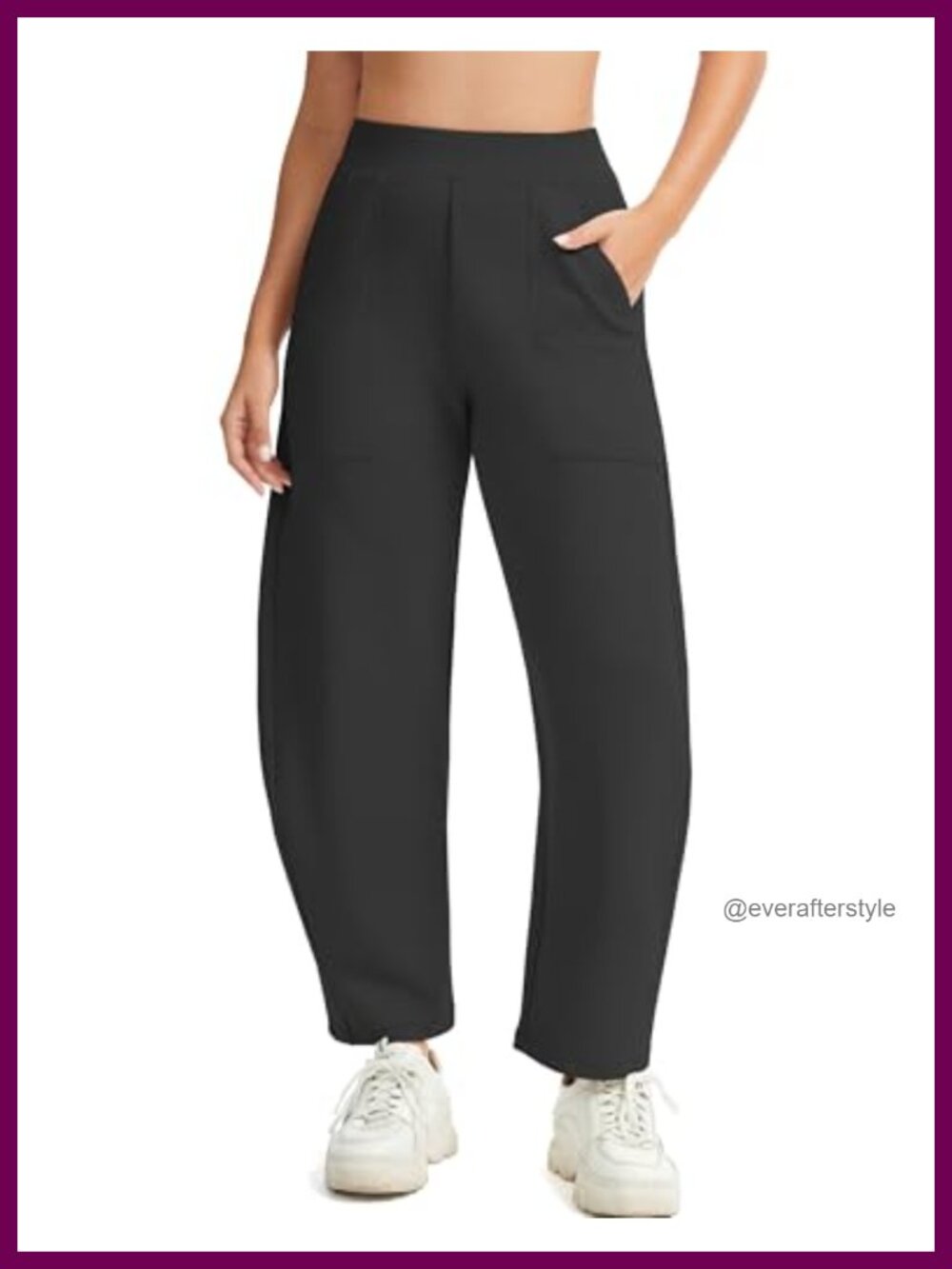 High Rise Wide Leg Sweatpants Asymmetric Hem Stretch Travel Pants Pockets